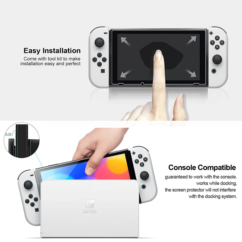 Protetor de tela de vidro temperado para Nintendo Switch, OLED Lite, NS Acessórios, Filme, Protetor, 2pcs