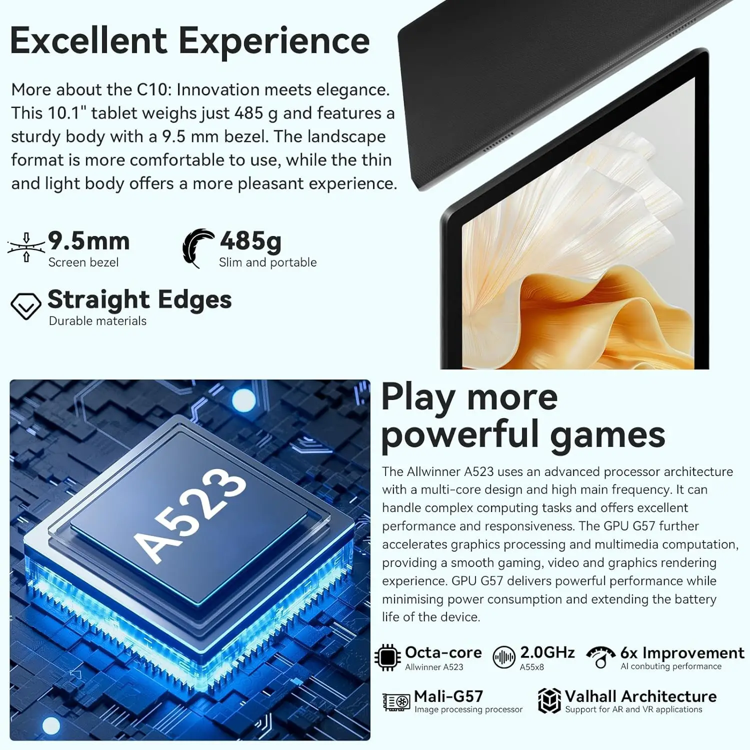 Urao 10 Polegada tablet android 14 8gb (3 + 5 expandir) ram 64gb rom 1tb expandir 1280x800 tela ips 5000mah bateria câmeras duplas wifi 6