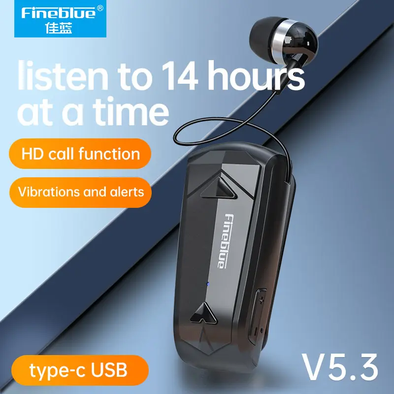 Fineblue F520 słuchawki Bluetooth bezprzewodowy zestaw słuchawkowy lotos jedno ucho chowane uszne zestaw głośnomówiący słuchawki Lavalier klips