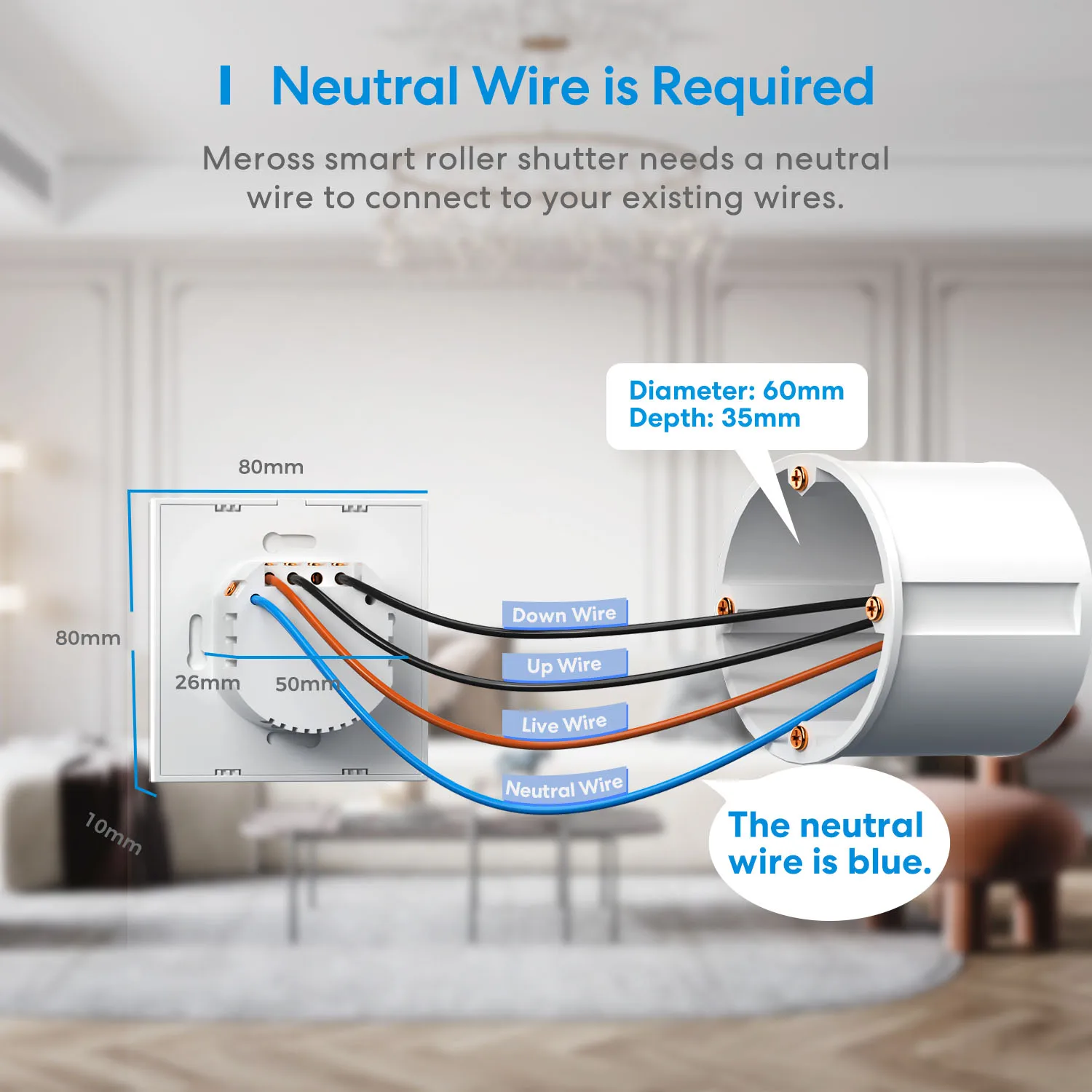 Meross HomeKit-temporizador de persiana enrollable inteligente, Wi-Fi, Motor eléctrico, interruptor para persiana de cortina, versión UE/Reino Unido, compatible con asistente de Google Alexa