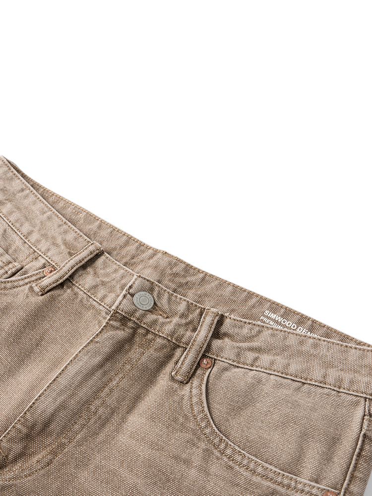 SIMWOOD 2025 primavera nuevo Regular recto 12,5 oz lavado Vintage con cuentas pantalones vaqueros de lona ropa de marca de talla grande