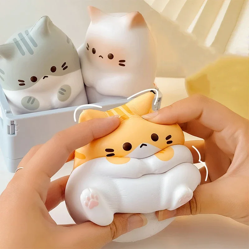 Мягкая игрушка для снятия стресса с милым котом, мягкая игрушка из искусственной кожи, медленно растущая мяч-антистресс, мультяшные настольные украшения, мягкие игрушки для снятия стресса