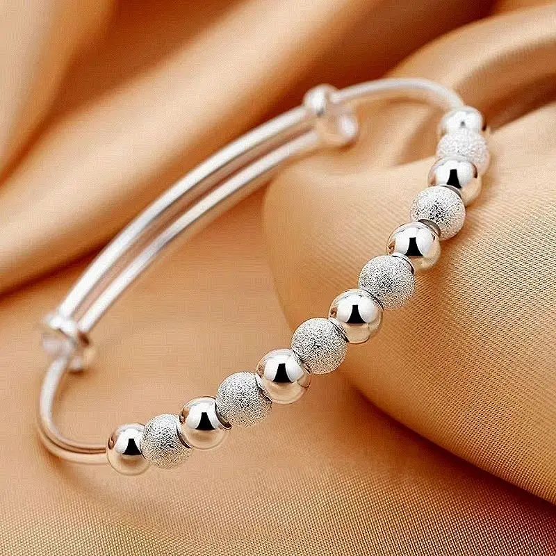 Ciondoli Braccialetti con perline di lusso color argento 925 Braccialetti carini per le donne Gioielli da sposa per feste di moda regolabili