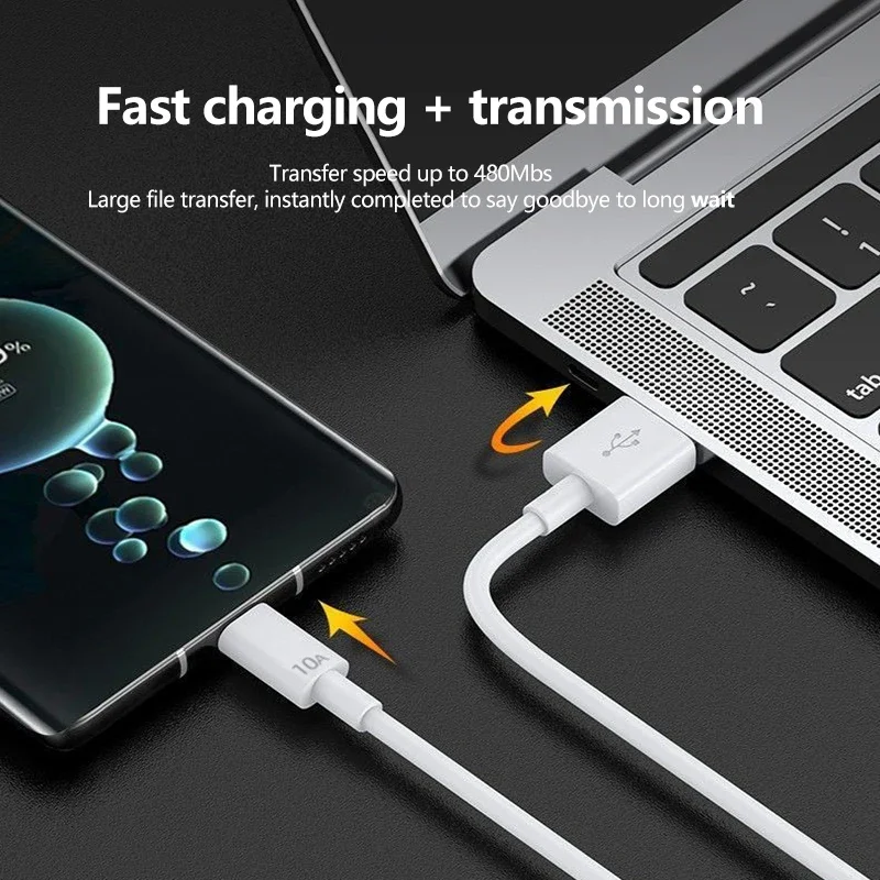 120 Вт, 10 А, USB-кабель типа C, сверхбыстрая линия зарядки для Xiaomi Samsung Huawei Honor, кабели USB C для быстрой зарядки, шнур для передачи данных