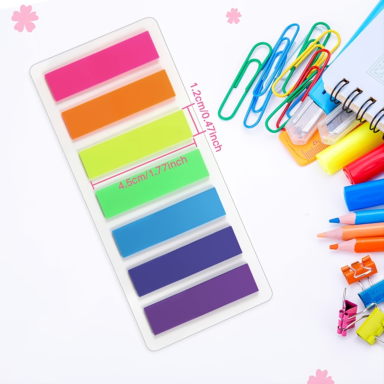 140 Pcs Sticky Notes Flags 7 Color Tabs Index Flag Bright Colors Page Index Stickers Translucent Page Makers for Page Bookmarks