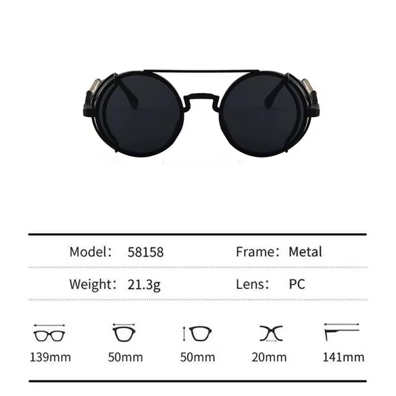 Oude metalen Steampunk Flip-zonnebril Flip heren- en damesmode ronde frames