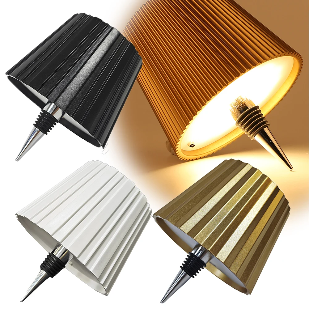 Garrafa De Vinho Sem Fio Candeeiro De Mesa LED, 3 Cores, Metal, Dimmable, USB Recarregável, Bebidas Lâmpada Top Touch, Mesa Luzes De Jantar
