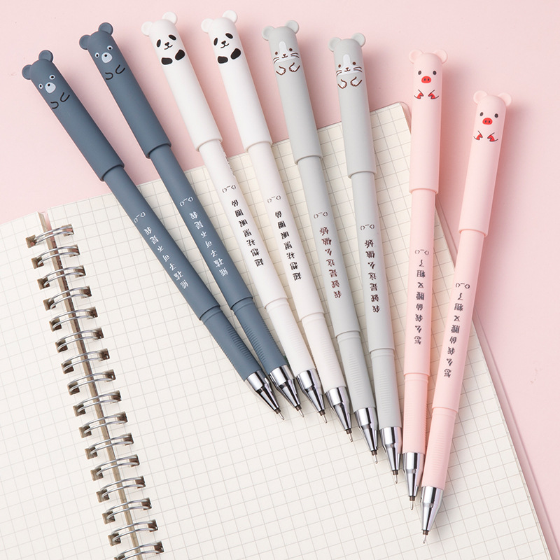 4 個かわいいクマ豚消去可能なゲルペンセットかわいいペン新学期文具用品書き込みメモジャーナリングキッズギフト