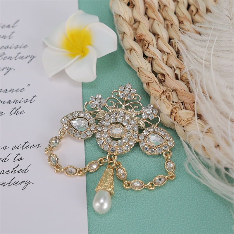 Brautbrosche, Schmuck, Blumenmuster, vergoldet, arabischer Stil, Hochzeitskleid, Anstecknadeln, Accessoires