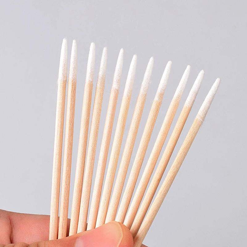 100 Uds hisopo de algodón ultrafino punta pequeña puntiaguda para Huawei Samsung puerto de carga de teléfono móvil herramienta de limpieza de agujeros para auriculares