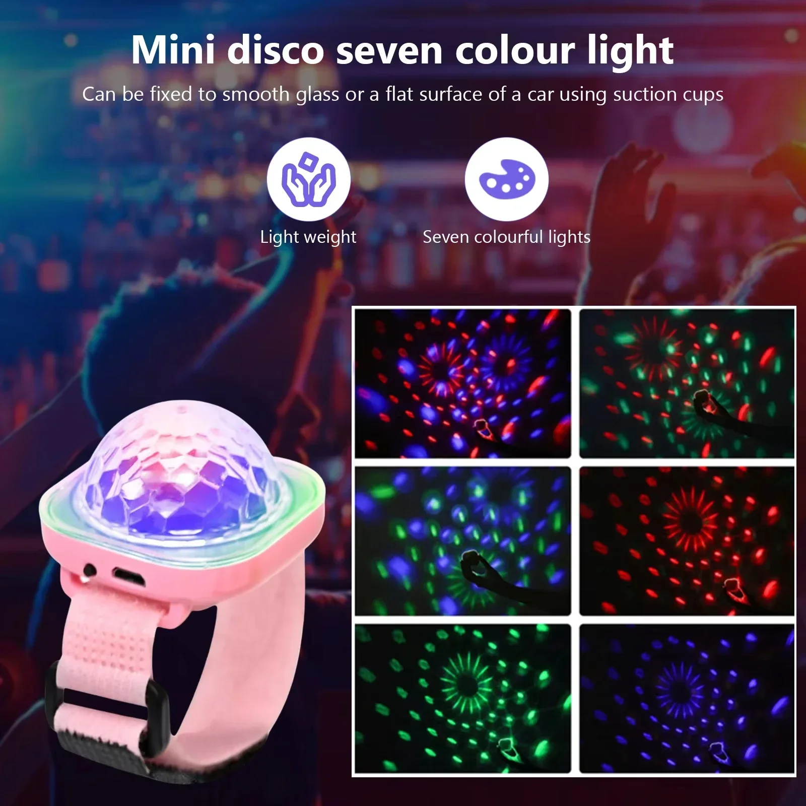 Portátil wearable pulso lâmpada ambiente luz de palco discoteca recarregável led colorido lâmpada controle som para discoteca ktv festa em casa barra