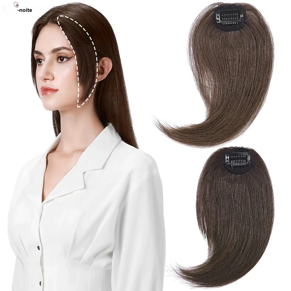 S-noilite lado separação bang 2 pçs franja de cabelo natural franja de cabelo humano esquerda direita extensões de cabelo 16g franja de cabelo com clipe