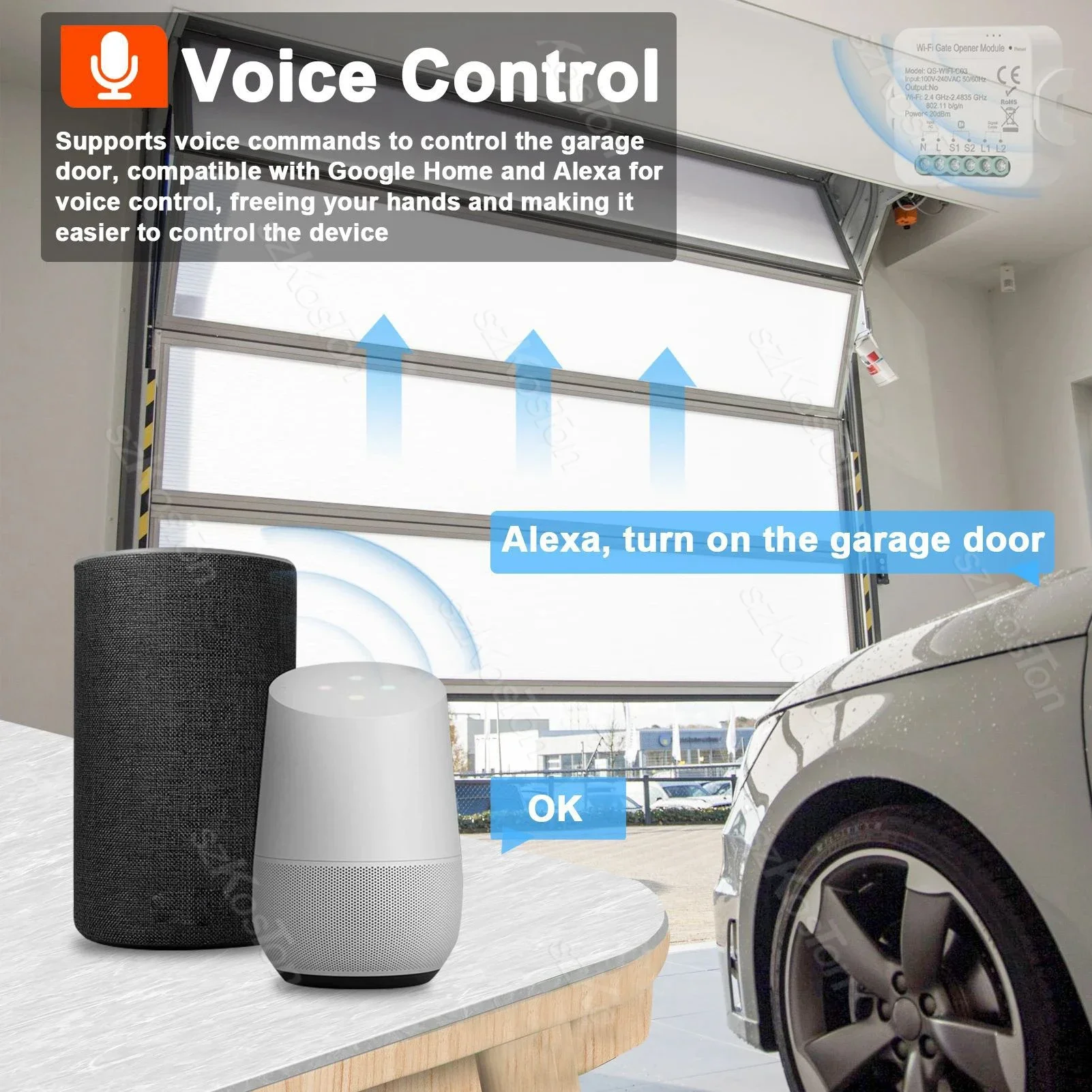 Tuya WiFi Zigbee Garage Door Opener Controller with Accessories Garage Door Switch Smart Life App Voice Control for Alexa Google