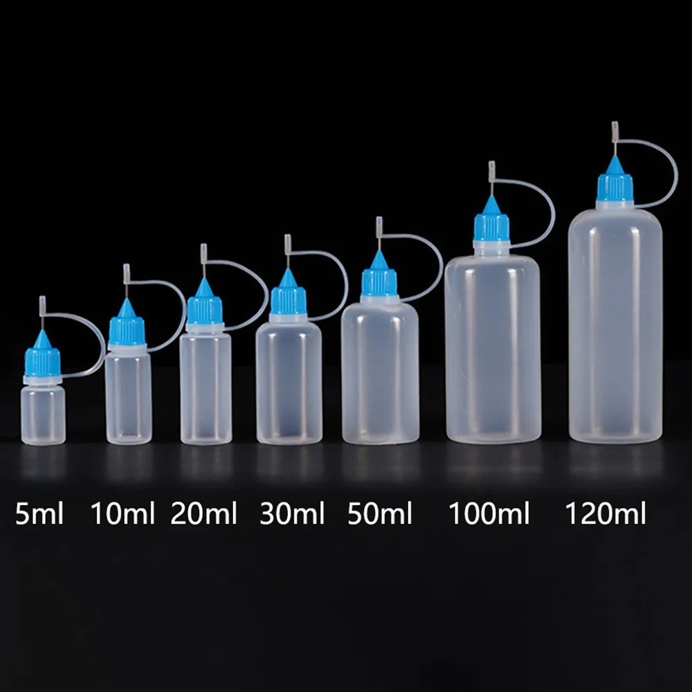 Botella aplicadora de punta exprimible de plástico PE, cuentagotas rellenable con tapas de punta de aguja, botellas de aceite, 5ml, 10ml, 20ml, 30ml, 100ml, 120ml