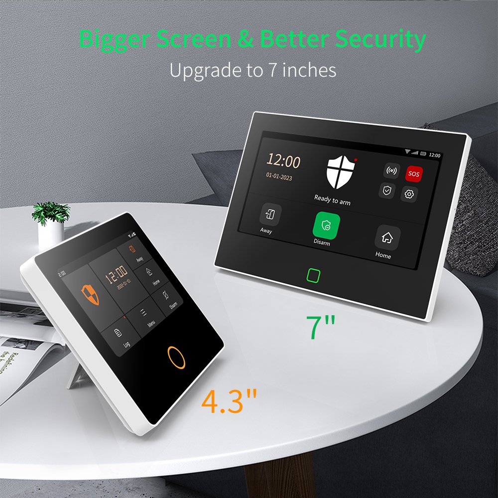 Staniot-sistema de alarma para el hogar de 7 pulgadas, Kit de protección de seguridad inteligente Tuya, inalámbrico, WiFi, 4G, sirena fuerte integrada de 115dB, batería de 5000mAh,Soporta 8 zonas cableadas