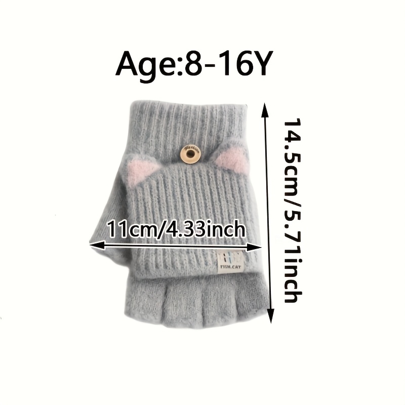 1 Pair  Autumn Winter Flip-Top Gloves, Thickened Warm Fingerless Gloves, Student Writing Half-Finger Gloves for Daily Wear