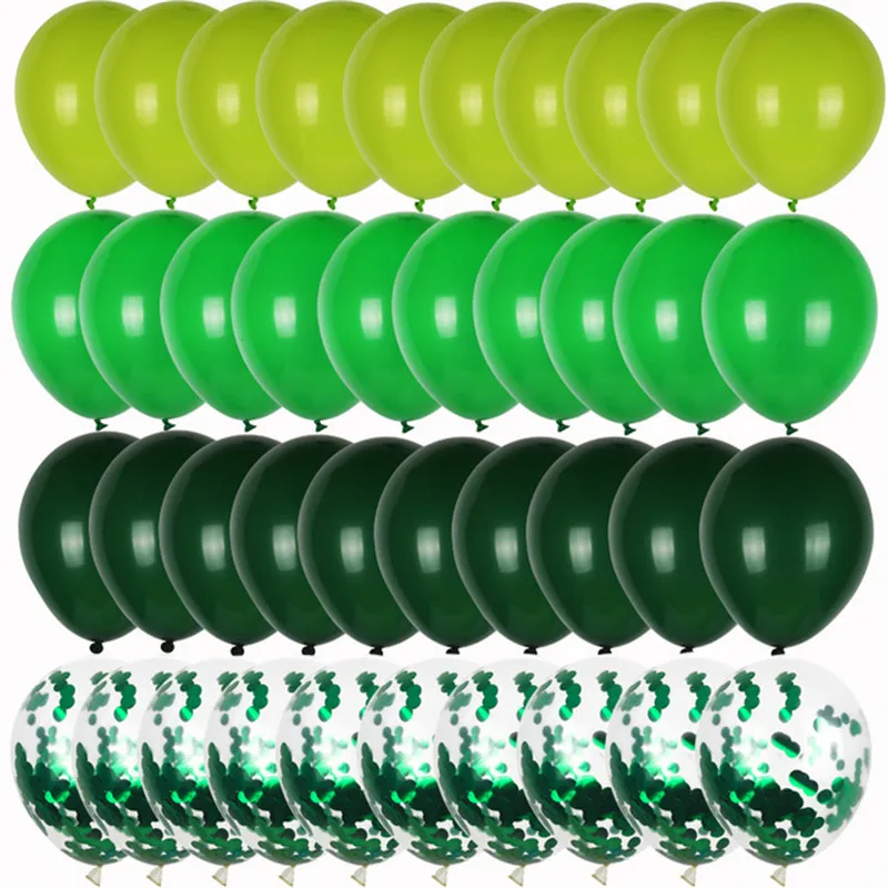 40 Stück Retro dunkelgrüne Luftballons Set Konfetti Ballon Dschungel Safari Tier Geburtstag Party Dekorationen Kinder Junge Baby Dusche Gefälligkeiten