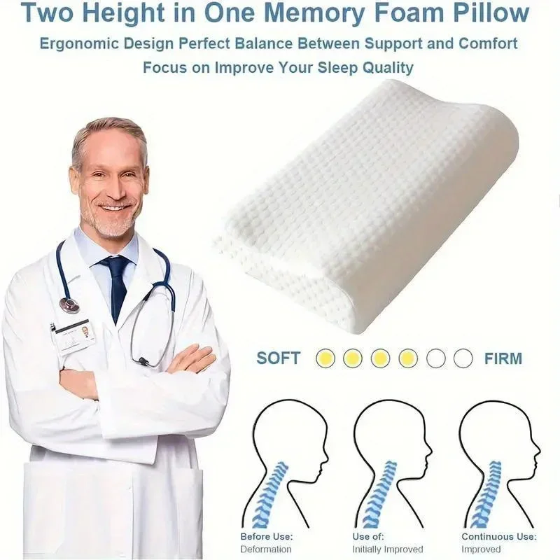 1pc Memory Foam Pillow Featuring A Knitted Fabric Cover and A Polyurethane Core   , Suitable for Machine Washing