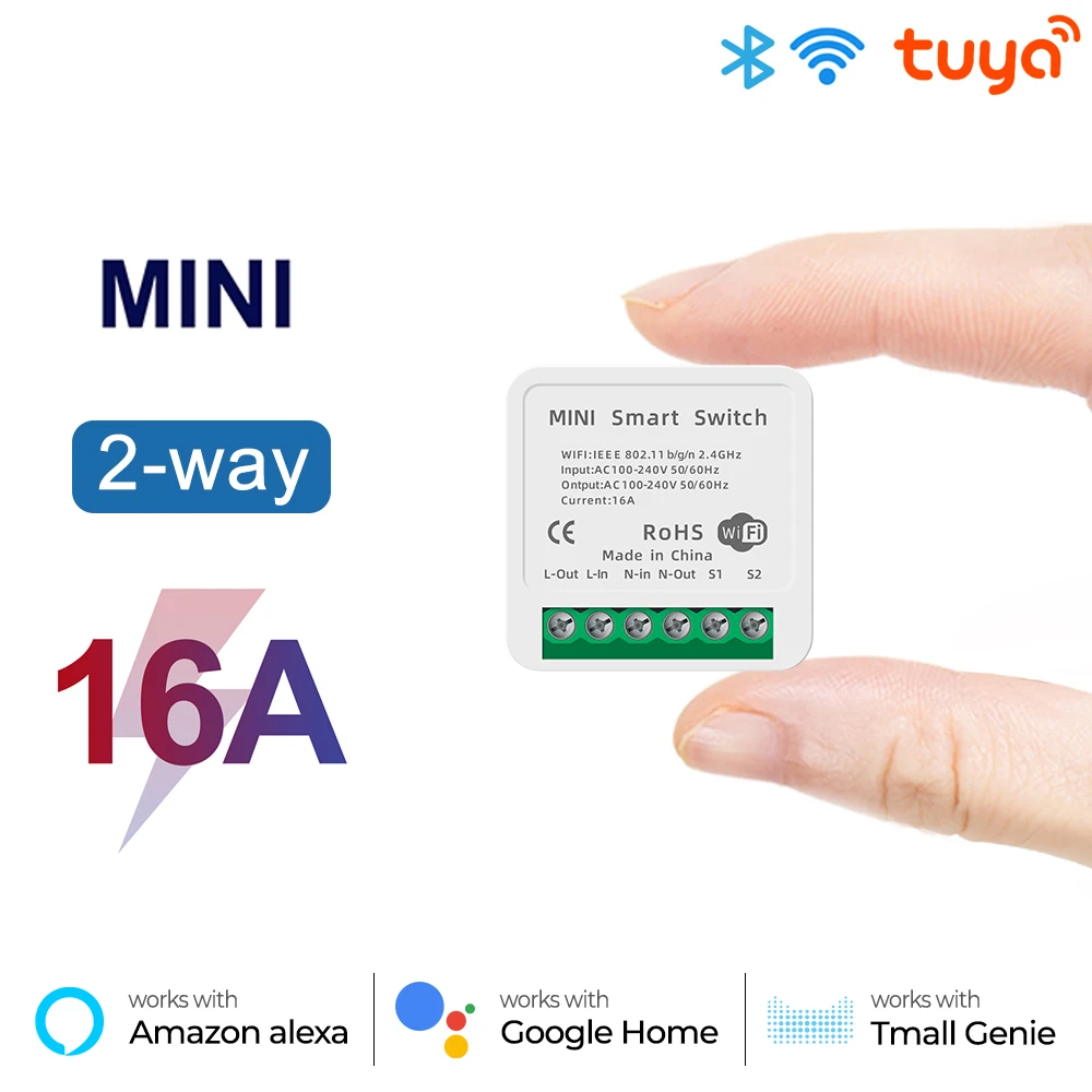 Смарт-выключатель Tuya, 16 А, Wi-Fi