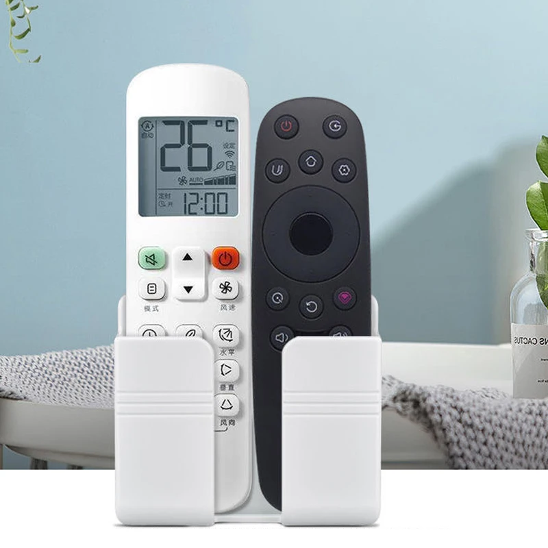 1PC Wall Mobile Phone Holder Plug Phone Charging Stand Remote Control Storage Box Bracket Punch-Free Mounted Organizer Holders