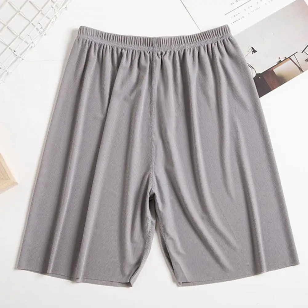 Mittel hoher elastischer Bund Männer Pyjama Shorts gerippt farbe cht atmungsaktiv weites Bein männliche Eis Seide Hosen Strand Boards horts Homewear