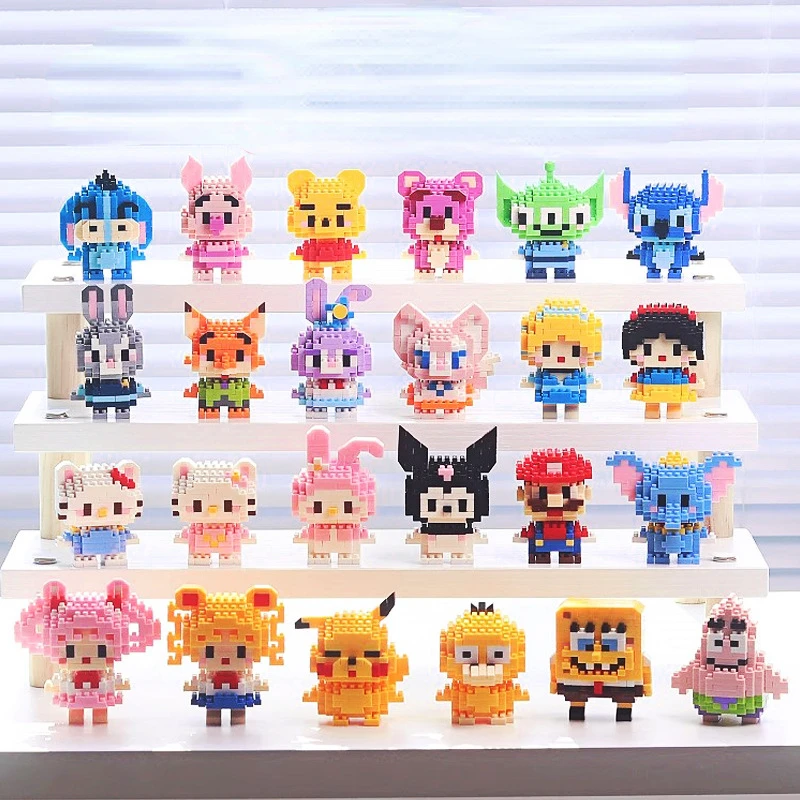 Figuras de acción Kuromi, bloques de construcción para niños Lego, juguetes de Pikachu, figura de Anime, rompecabezas 3D Kawaii, juguetes de Hello Kitty, regalos