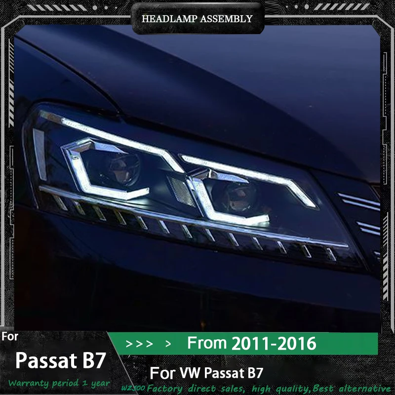 Lampu Mobil untuk VW Passat B7 Lampu Depan LED 2011-2016 Passat B7 Versi AS Lampu Depan Passat Drl Lensa Proyektor Otomotif