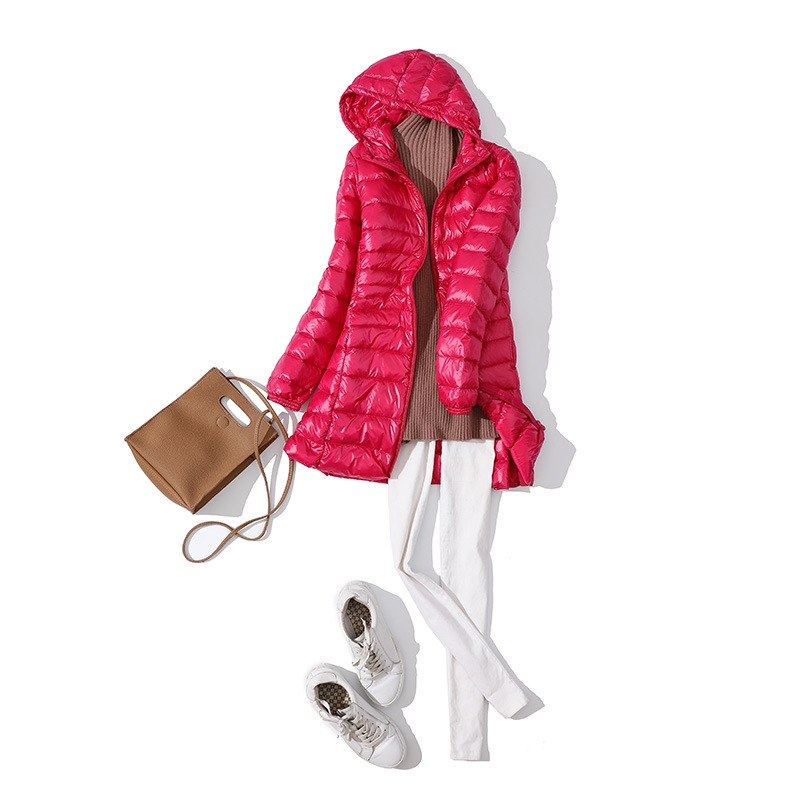 Mulheres inverno puffer jaqueta moda com capuz água e resistente ao vento quente ultra leve feminino longo fino ajuste casaco plus size