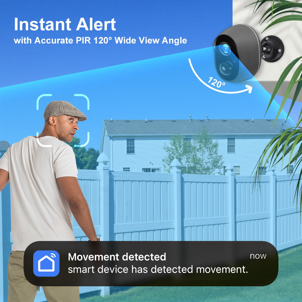 3MP Tuya Smart Life APP Rechargeable Battery Wireless WiFi Outdoor Solar Infrared Buzzer Siren Security Surveillance CCTV Camera