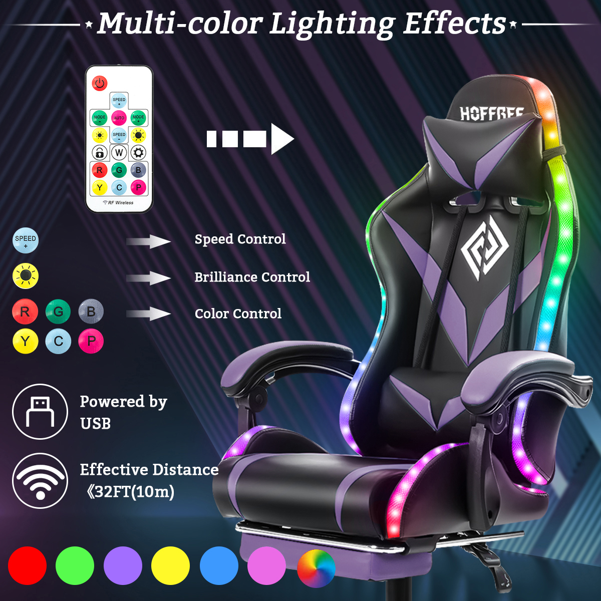 Gaming Chair with PVC Leather Massage Swivel Ergonomic Reclining High Back Office Chair Height Adjustable Headrest Lumbar Suppor