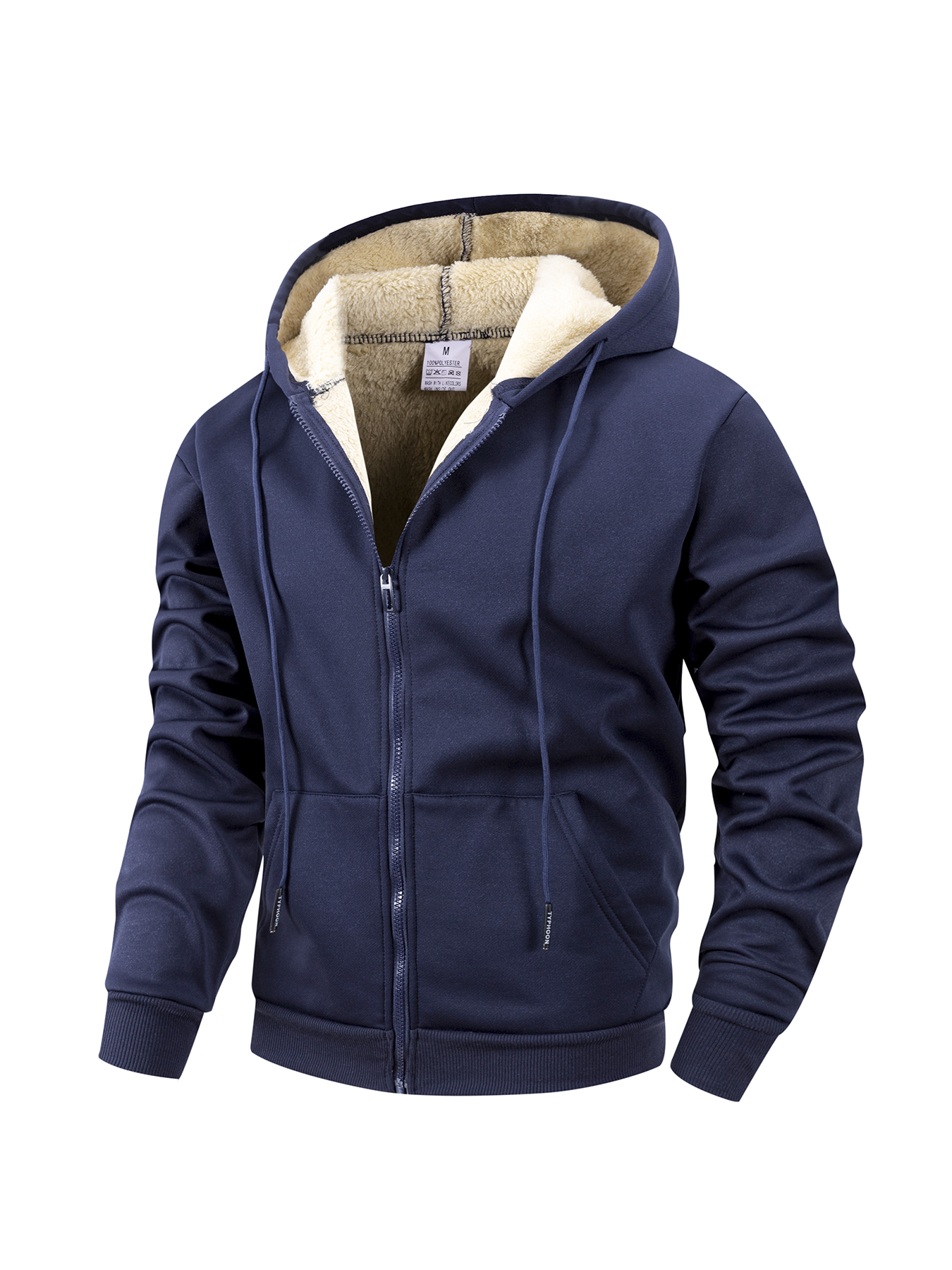 Giacca invernale da uomo con cerniera in pile caldo antivento con cappuccio cardigan pesante felpe sportive casual a maniche lunghe cappotto con cappuccio