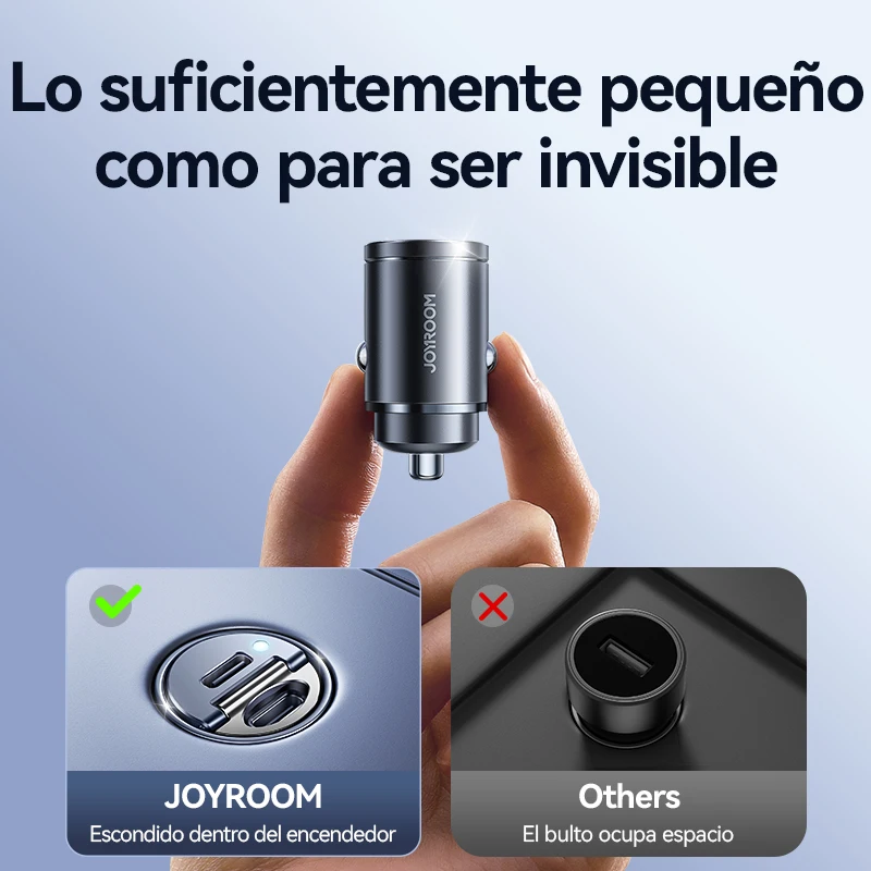 Joyroom-cargador de coche con anillo de tracción, 30W, USB tipo C, puertos rápidos duales, carga rápida, Mini adaptador de cargador de teléfono para coche, accesorios para coche PD QC