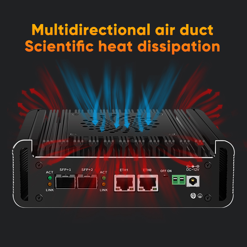Lüfterloses Intel I3 N305 N355 Industrial Mini PC Micro Firewall Appliance, 2 * i226 LAN Ports 2x10G SFP+ Home Network Pfsense Router