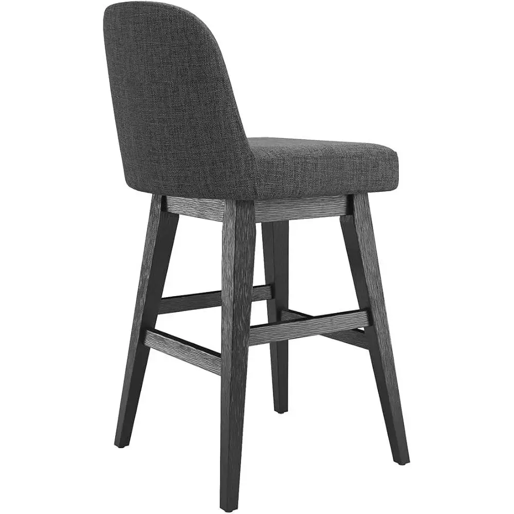Modern 360° Swivel Bar Stools Set of 2 Counter Height Upholstered Stools with Backs Solid Wood Legs Kitchen and Bar