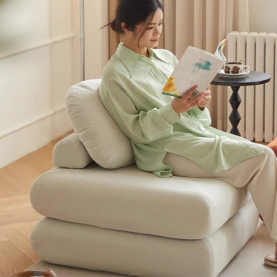 Stoff-Einzelsofa, Süßkartoffelschlafsofa, kleines, zusammenklappbares Wohnzimmer mit doppeltem Verwendungszweck-Tatami, Lazy-Sofa mit Tofu-Block