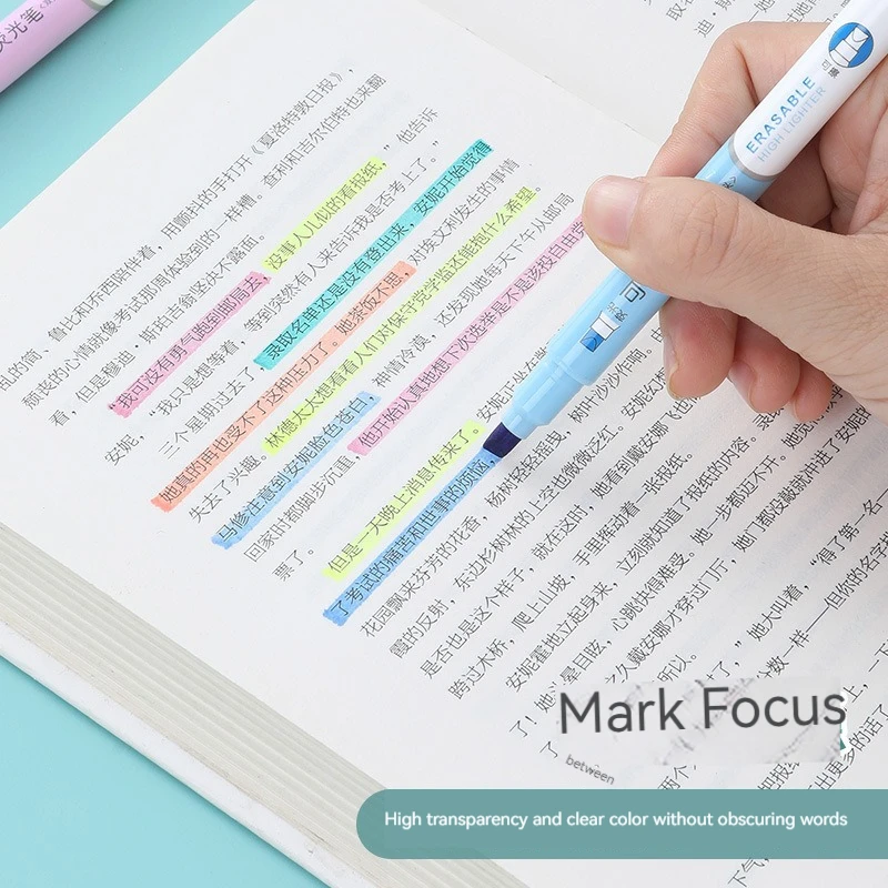 6 Stück löschbare Textmarker, Pastellmarker, fluoreszierender Stift mit zwei Spitzen für Kunst, Zeichnen, Kritzeln, Markieren, Schule, Büro, Schreibwaren
