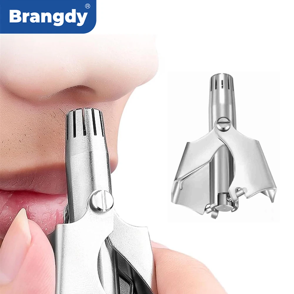 Brangdy Tagliacapelli per naso in acciaio inossidabile Rasoio da barba meccanico manuale Strumenti per la depilazione lavabili con spazzola per la pulizia