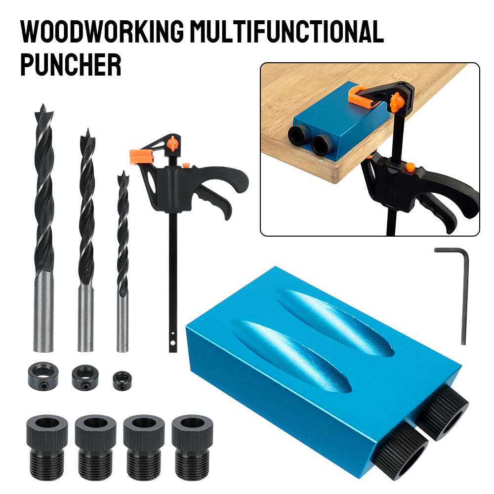 7/14/15 pezzi 15 gradi kit di maschere per fori tascabili lavorazione del legno guida di perforazione localizzatore perforatrice con set di punte da trapano