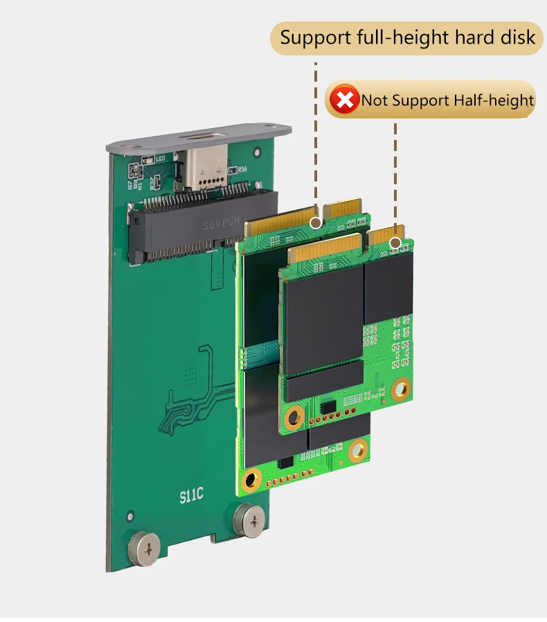 Корпус-адаптер MSATA к USB 3.1 Gen2 10 Гбит/с SSD с портом типа C для внутреннего твердотельного накопителя mSATA Жесткий диск