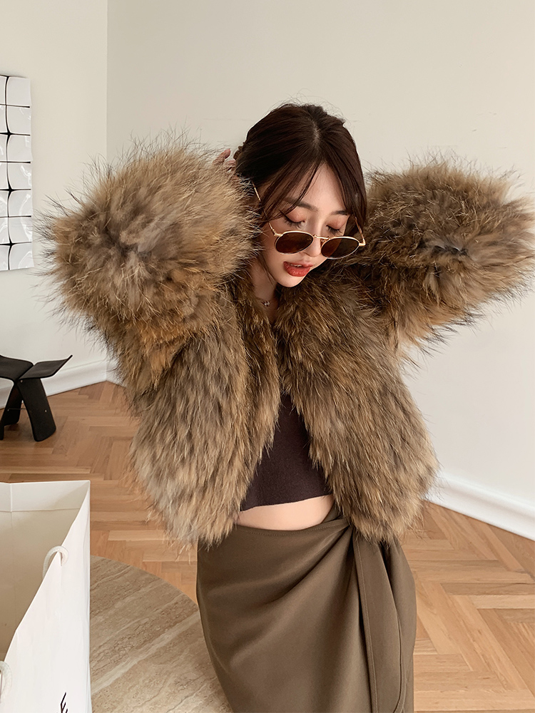 女性のアライグマの毛皮のコート,新しいファッション,冬の服,豪華なジャケット,2023