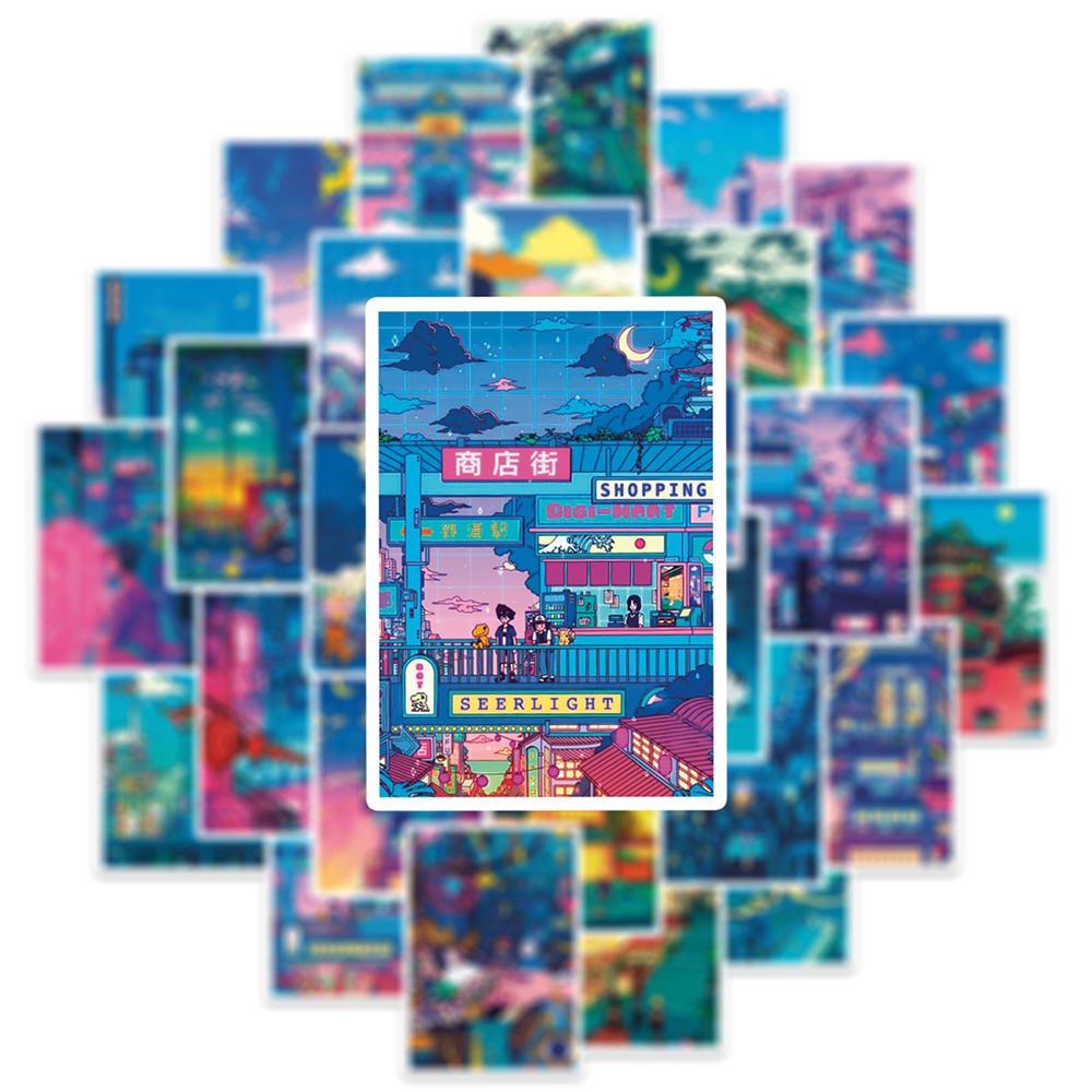 10/30/50 個アニメビューストリートナイト絵画プリント漫画ステッカーかわいい美的デカールスケートボードのラップトップ電話クールステッカー