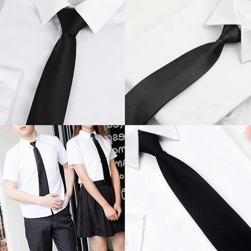 Corbata negra simple con clip, corbata de seguridad, azafata de portero, corbata funeraria mate para hombres, mujeres y estudiantes