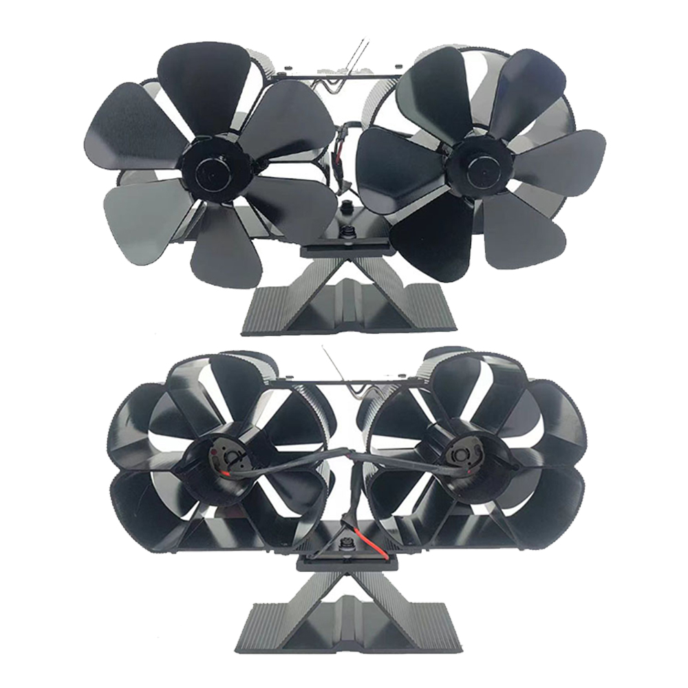 Fogão a lenha Calor Powered Dual Silent Motors 4 lâminas não elétricas lareira de calor ventilador com suporte e termômetro magnético