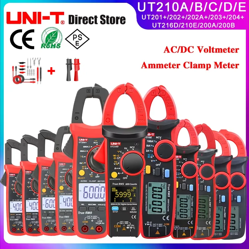 UNI-T UT210E UT202A UT204 Plus pinza amperimétrica AC/DC voltímetro Digital amperímetro alicates multímetro multímetro eléctrico profesional