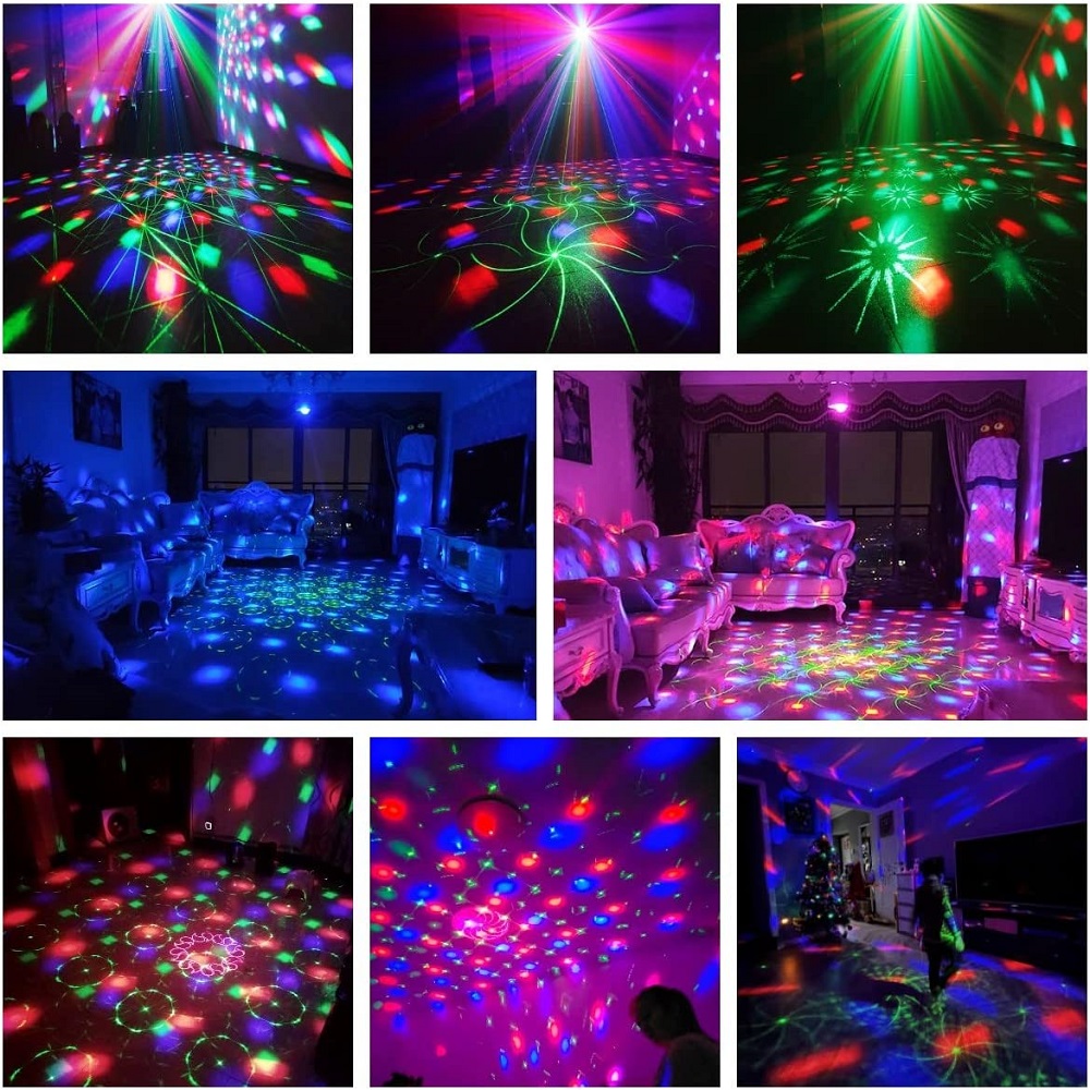 Oświetlenie imprezowe Dj Disco Ball Light Projektor wzorów Aktywowany dźwiękiem Taniec Urodzinowy Bar Karaoke Świąteczna dekoracja ślubna