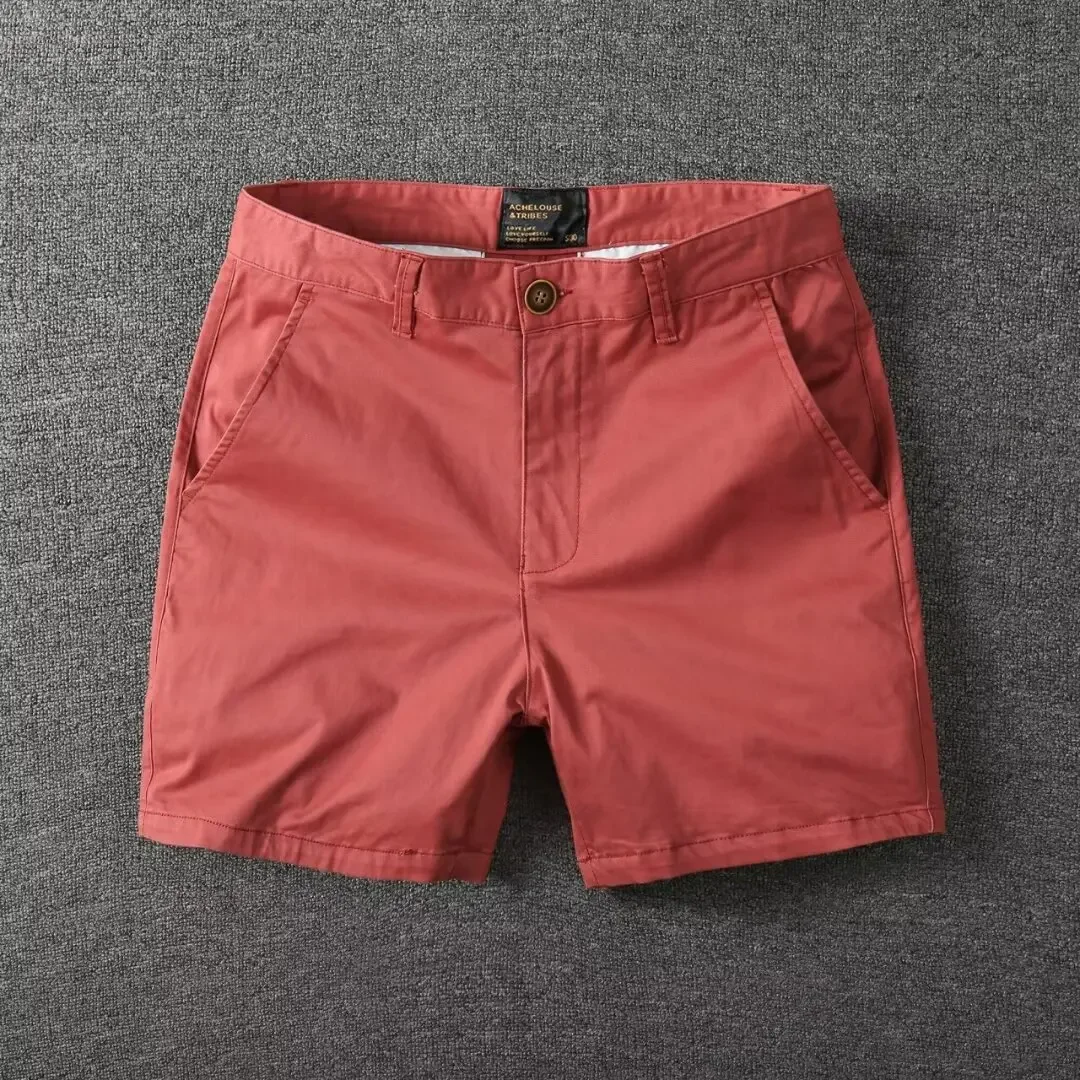 Pantalones cortos informales de algodón para hombre, pantalones cortos finos de tres cuartos de longitud, ajustados, de Color sólido, para verano, ropa de trabajo