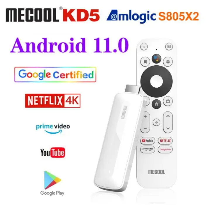 Full HD 4K Android 11 TV Stick Mecool KD5 1GB 8GB Amlogic S805X2 Smart TV Box Dual wifi Quad Core Bluetooth soporte reproductor multimedia