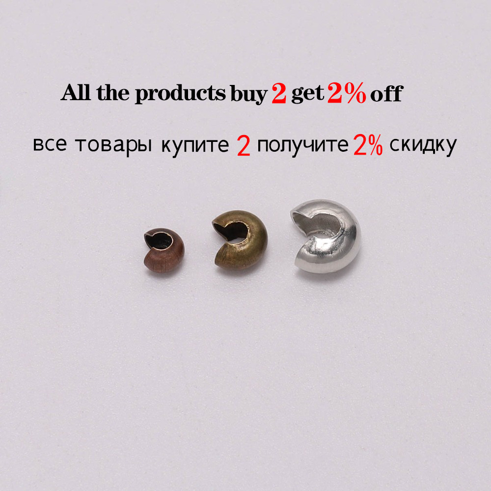 100 ピース/ロット銅ラウンドカバーオープン圧着エンドビーズ径 3 4 5 ミリメートルストッパースペーサービーズ DIY ジュエリーメイキング所見用品