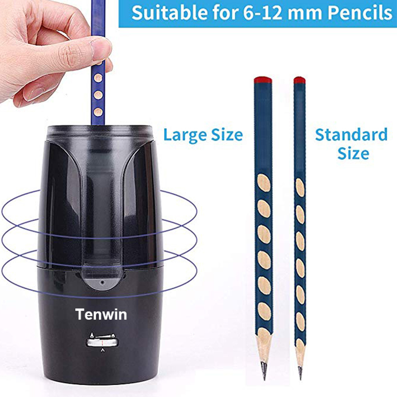 Sacapuntas eléctrico automático Tenwin para lápices de colores, afilado mecánico, suministros escolares de oficina, papelería, envío gratis