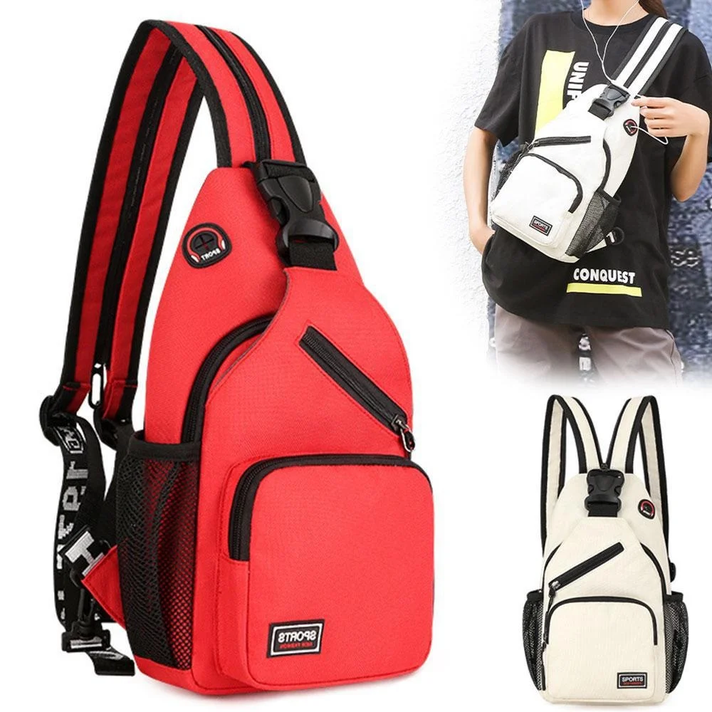 KISMIS Messenger-mochila multifuncional para hombre y mujer, bolso de pecho, mochila de viaje con orificio para auriculares